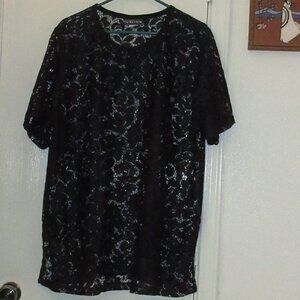 SPECIAL PREVIEW Black Short Sleeve Lace Top Blouse Party Size 1X